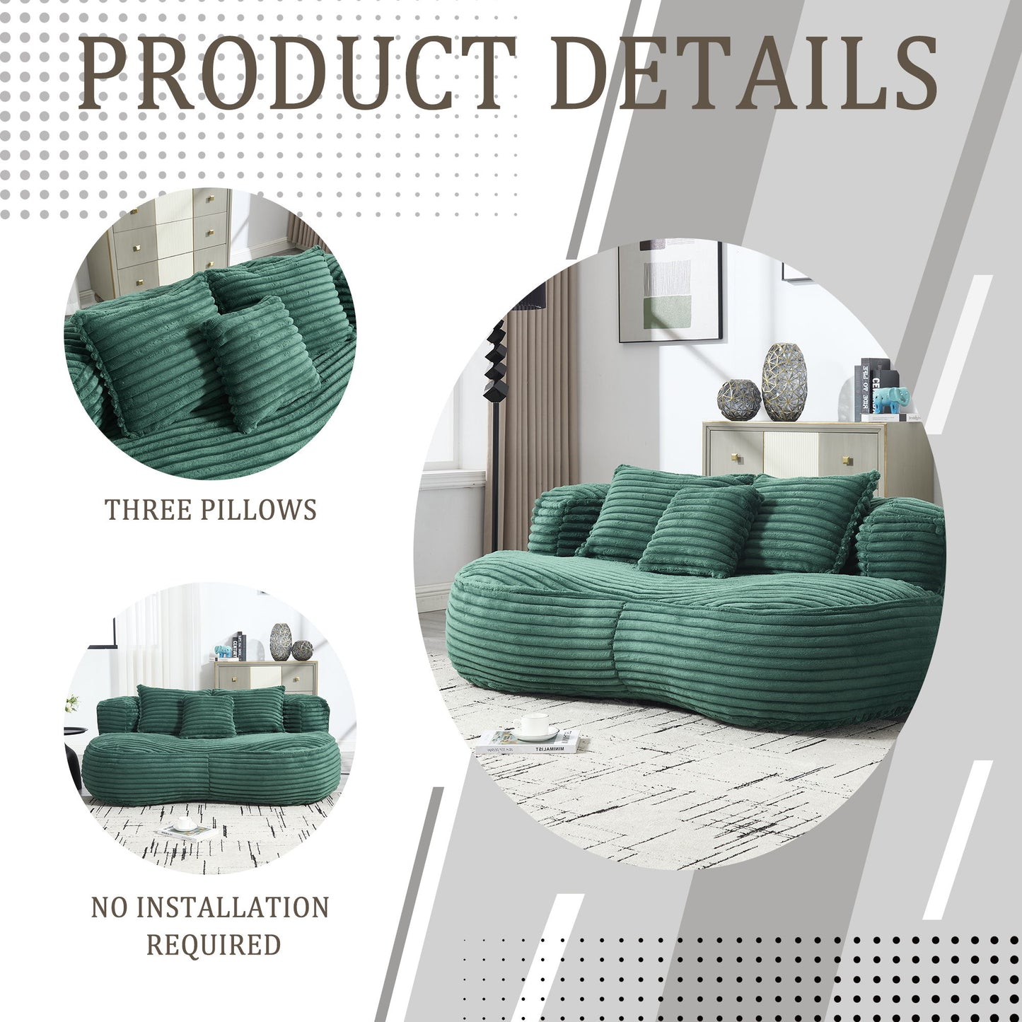 High Back Bean Bag Sofa Lounger For Adults And Kids, Indoor & Outdoor, Durable - Emerald