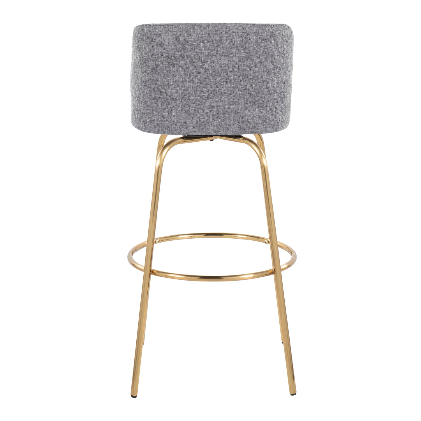 Toriano - Contemporary Fixed Height Barstool With Swivel And Round Footrest (Set of 2) - Gray / Gold