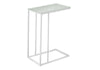 Accent Table, C - Shaped, Tempered Glass, Contemporary & Modern - White