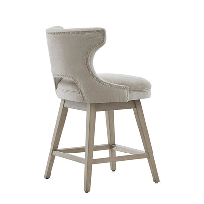 Swivel Counter Stool With Silver Detailing - Light Gray