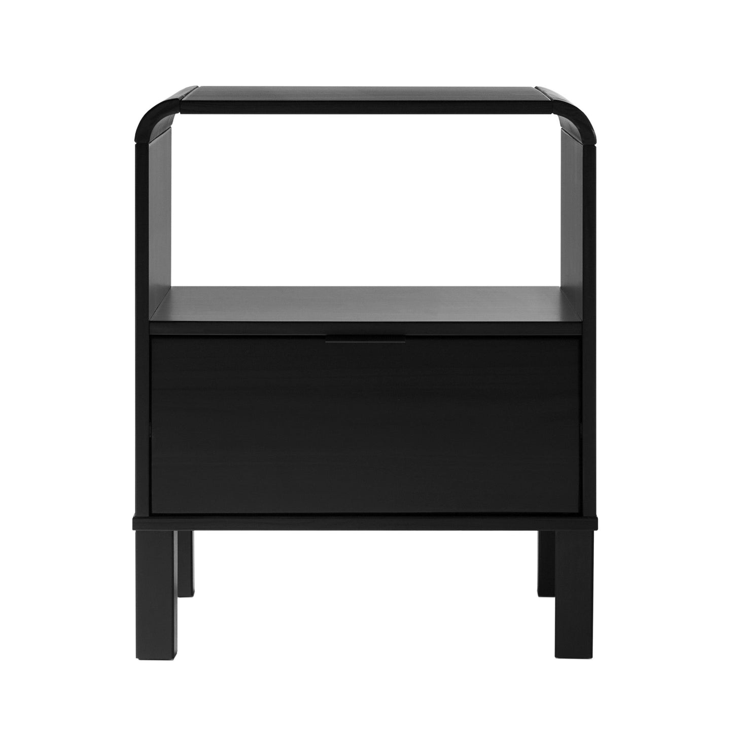 Modern Minimalist Curved Top Nightstand - Black