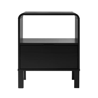 Modern Minimalist Curved Top Nightstand - Black
