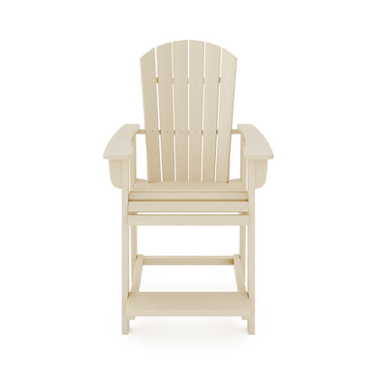 Adirondack Style Counter Chair Stylish HDPE Poly Lumber For Dining, Patio, And Garden Comfort - Beige
