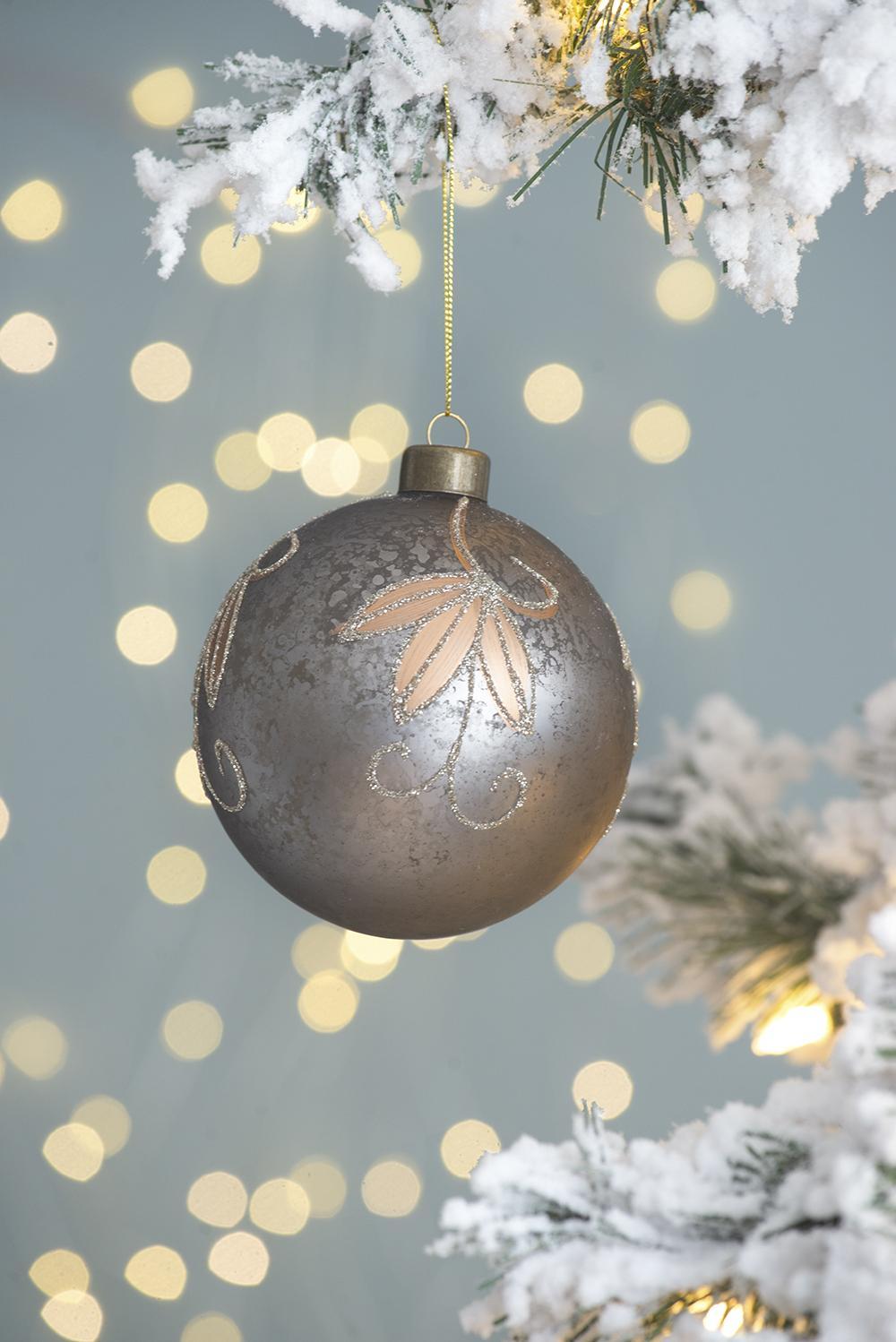 Christmas Ball Ornaments, Glass Decorative Hanging Ball Christmas Tree Ornaments, For Holiday Party Decorations (Set of 4) - Silver