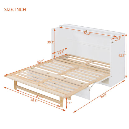 Queen Murphy Elegant Bed With Large Drawers - White
