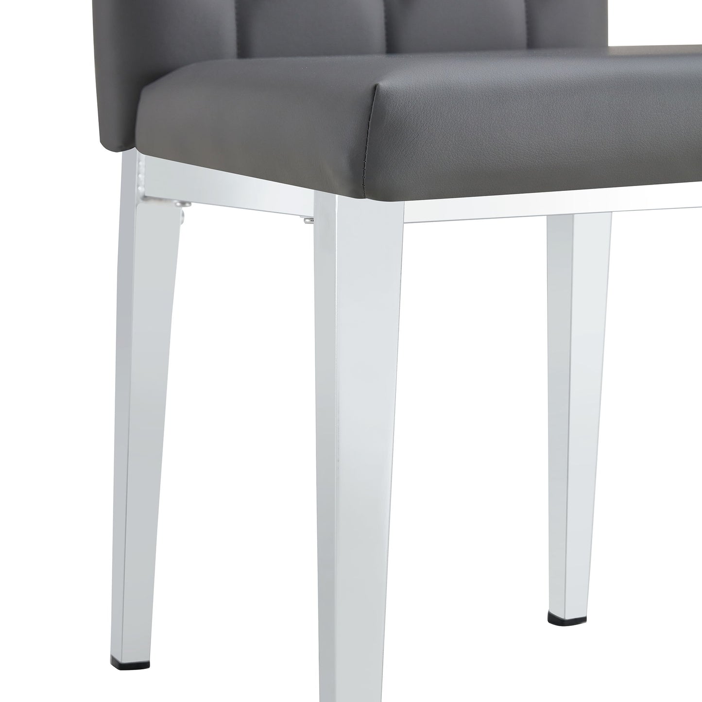 Armless Dining Chairs, Grid And Buckle Design Of The Back (Set of 4) - Gray