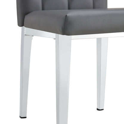 Armless Dining Chairs, Grid And Buckle Design Of The Back (Set of 4) - Gray