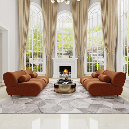 Modern L - Shaped Modular Sofa Set High Comfort Chenille Fabric, Freely Arrangeable For Living Room - Orange