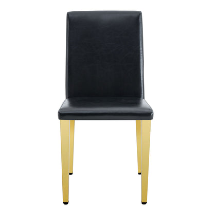 (Set of 4) Backrest Chairs With Gold Metal Legs A Perfect Pairing, Ideal For Minimalist And Modern Home Decor Styles - Black / Gold