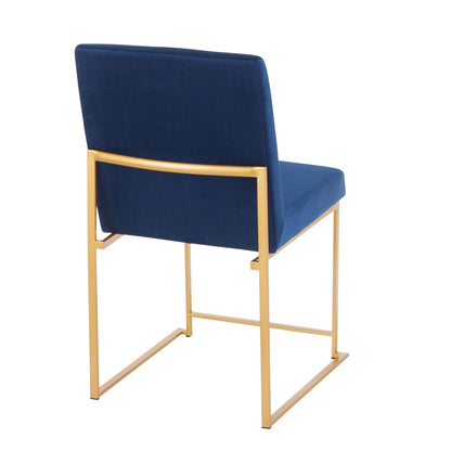 Fuji - Contemporary High Back Dining Chair (Set of 2) - Gold / Blue