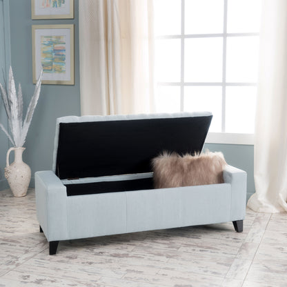 Stylish Guernsey Ottoman With Storage Function - Light Sky