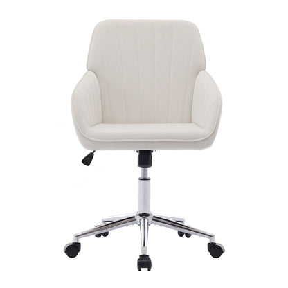 Adjustable Office Chair, Ergonomic Swivel Chair, Velvet Backrest Seat, Comfortable For Long Sitting - Beige