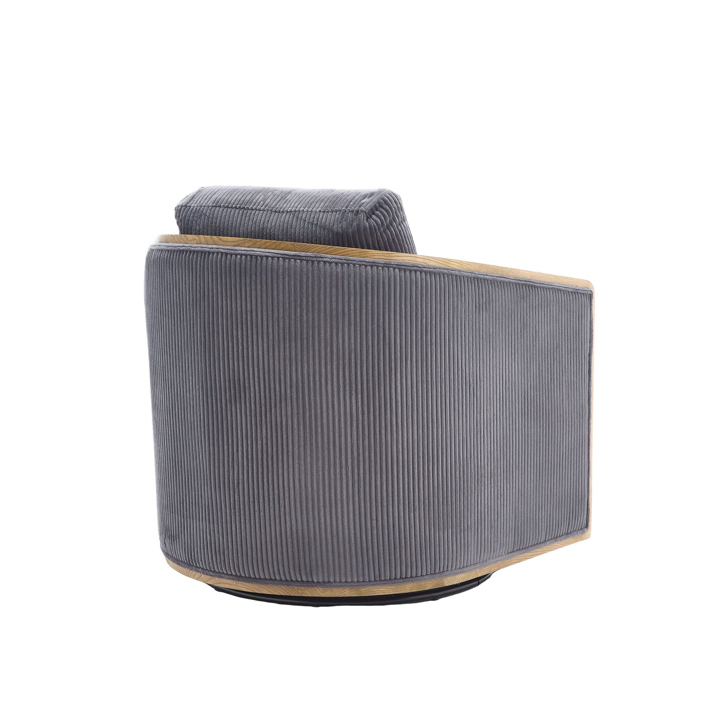 Corduroy Swivel Barrel Chair, Comfortable Accent Sofa, 360 Degree Swivel - Dark Gray