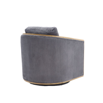 Corduroy Swivel Barrel Chair, Comfortable Accent Sofa, 360 Degree Swivel - Dark Gray