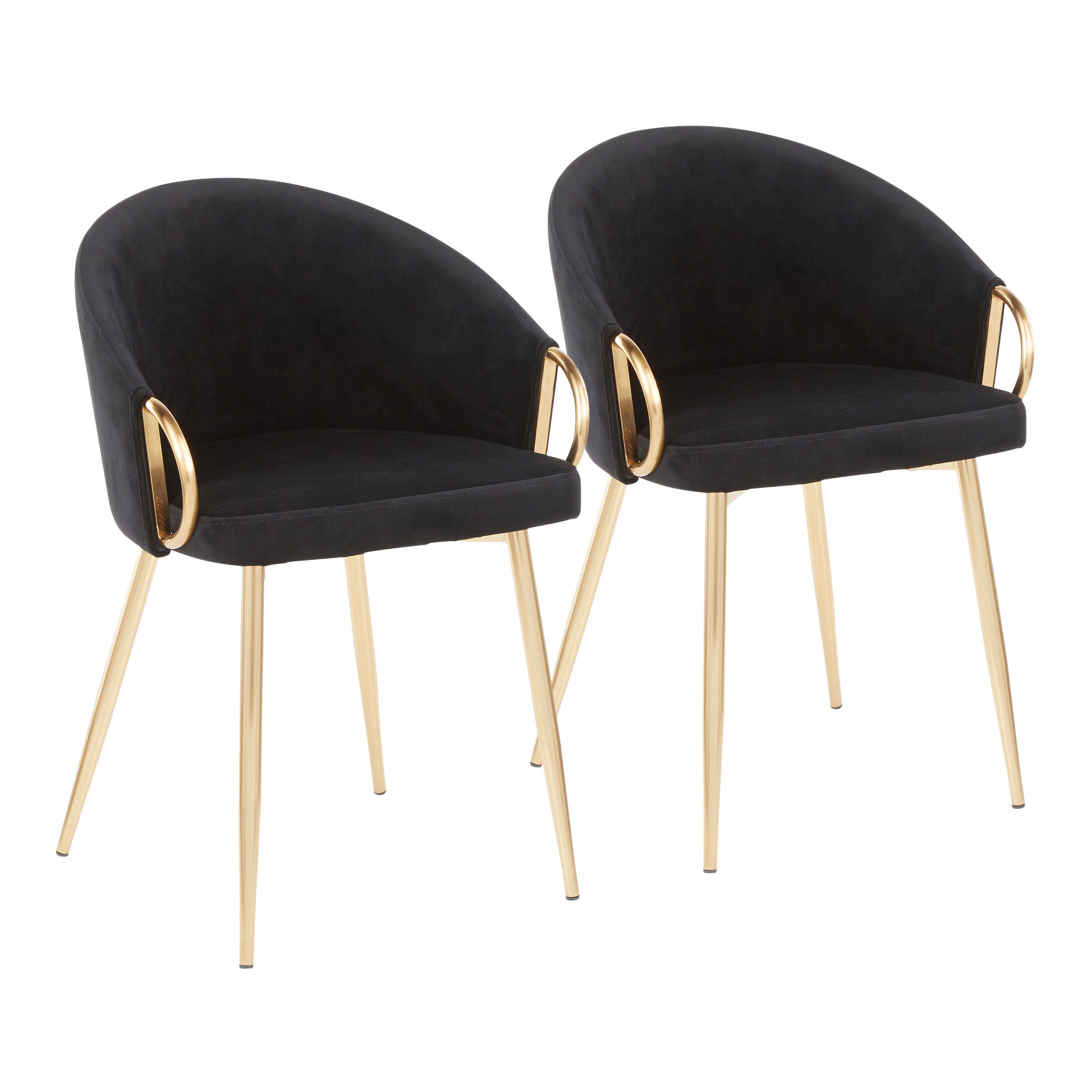 Claire - Contemporary & Glam Chair (Set of 2) - Gold / Black