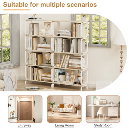 Vintage Industrial Style 5 Tier Large Bookshelf - White