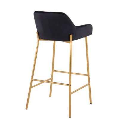 Daniella - Contemporary / Glam Fixed Height Bar Stool (Set of 2) - Gold / Black