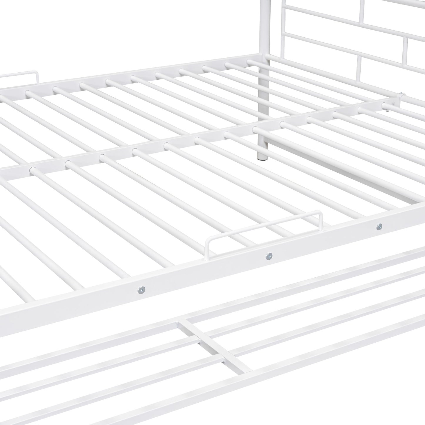 Full Over Full Bunk Bed With Shelf And Guardrails - White