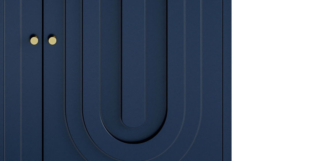 Modern Lacquered 4 Door Wooden Cabinet Sideboard Buffet Server Cabinet Storage Cabinet, For Living Room, Entryway, Hallway, Office, Kitchen And Dining Room - Blue