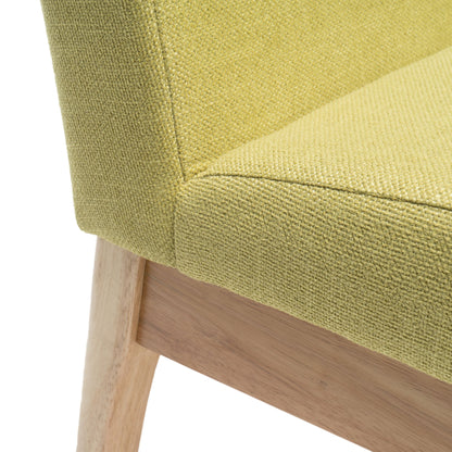Contemporary Fabric Dining Chairs (Set of 2) - Green / Natural Oak
