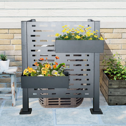 3Ft X 3Ft Air Conditioner Fence For Outdoor Units, Metal Privacy Fence Cover, Perfect To Conceal Air Conditioning Units - Charcoal