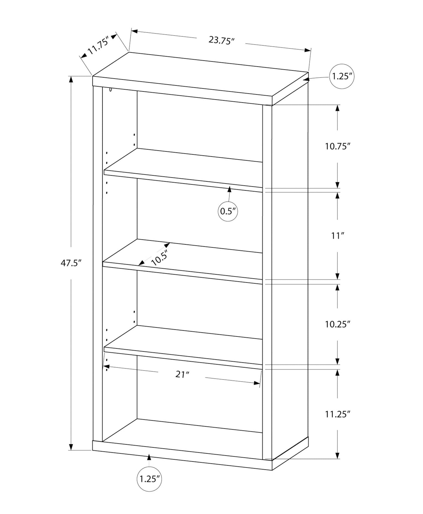 Bookshelf, Bookcase, Etagere, 5 Tier, For Office, Contemporary, Elegant Design - Taupe