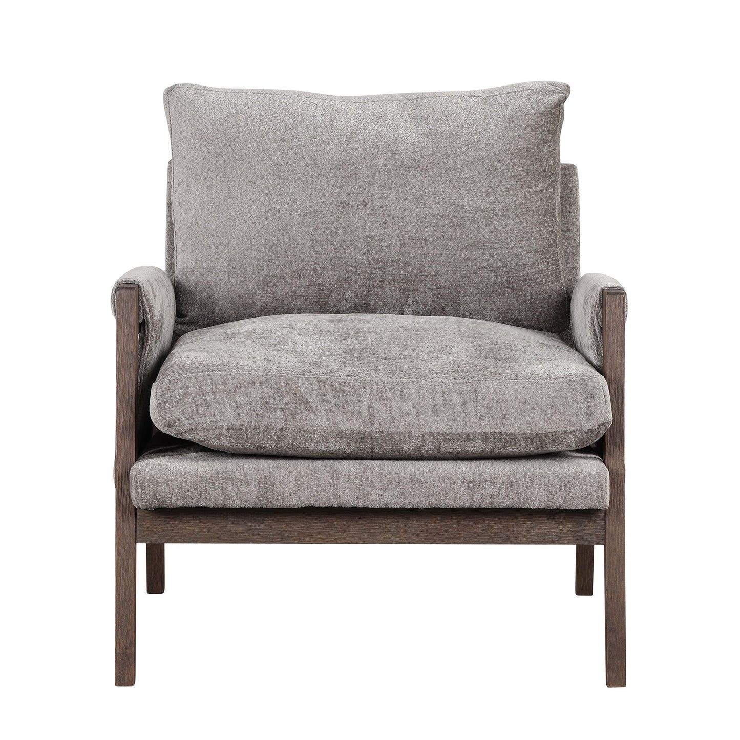 Mid-Century Modern Velvet Accent Chair, Leisure Chair With Solid Wood And Thick Seat Cushion For Living Room, Bedroom, Studio - Gray