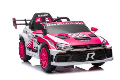 12V4A 20W*2 One Button Start, Forward And Backward, High And Low Speed, Music, Front Light, Power Display, Two Doors Can Open, 2.4G R / C, Seat Belt Four Wheel Absorber Kids Ride On Car - Pink