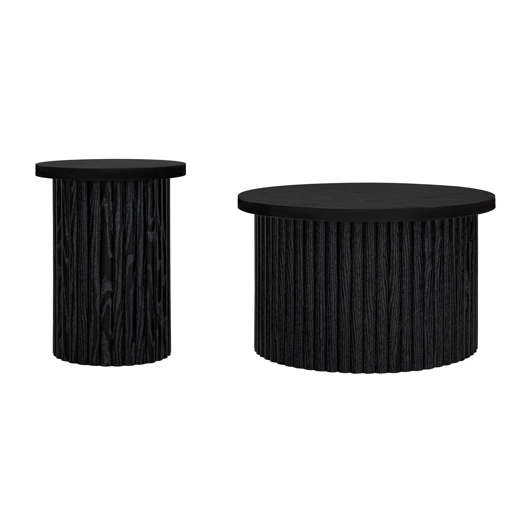 Coffee Table (Set of 2), Round Coffee Table, Modern Side Tables Accent End Table For Living Room - Black