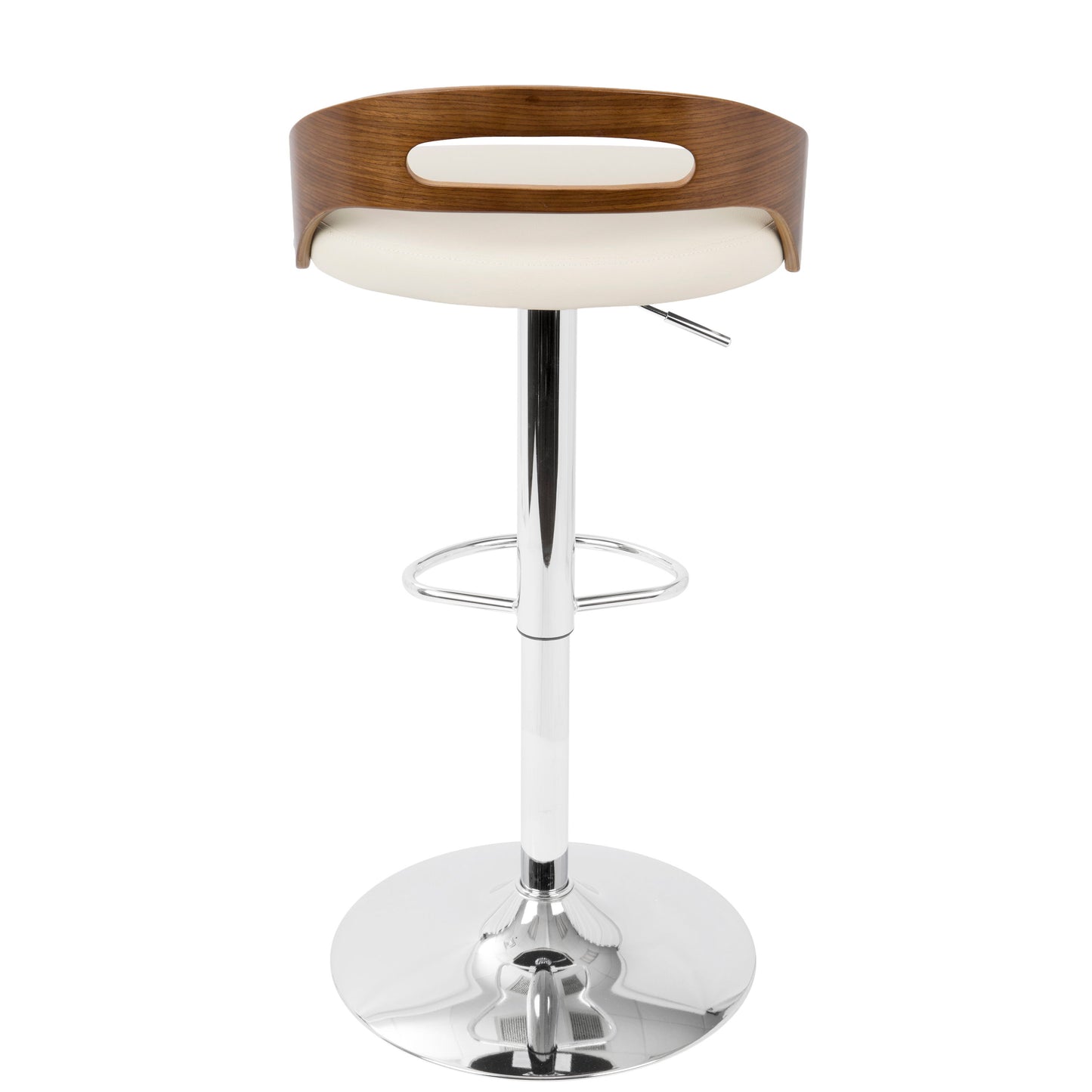 Cassis - Mid-Century Modern Adjustable Barstool With Swivel - Walnut / Cream