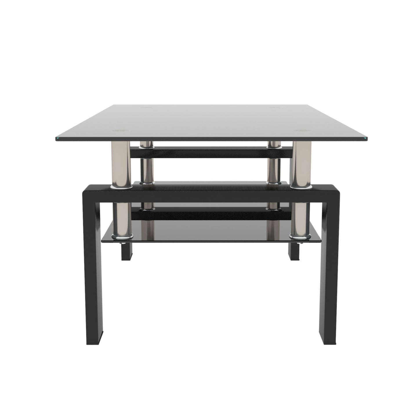 Rectangle Coffee Table, Modern Side Center Tables For Furniture - Black / Clear