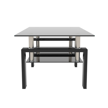Rectangle Coffee Table, Modern Side Center Tables For Furniture - Black / Clear