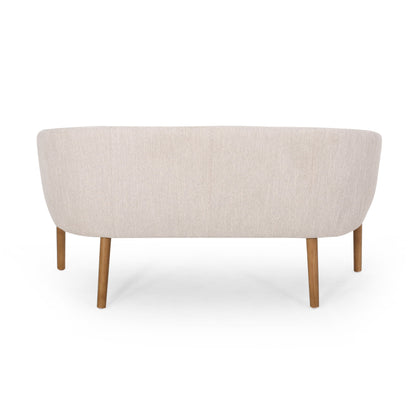 Mid Century Modern Loveseat With Channel Stitched Backrest - Beige
