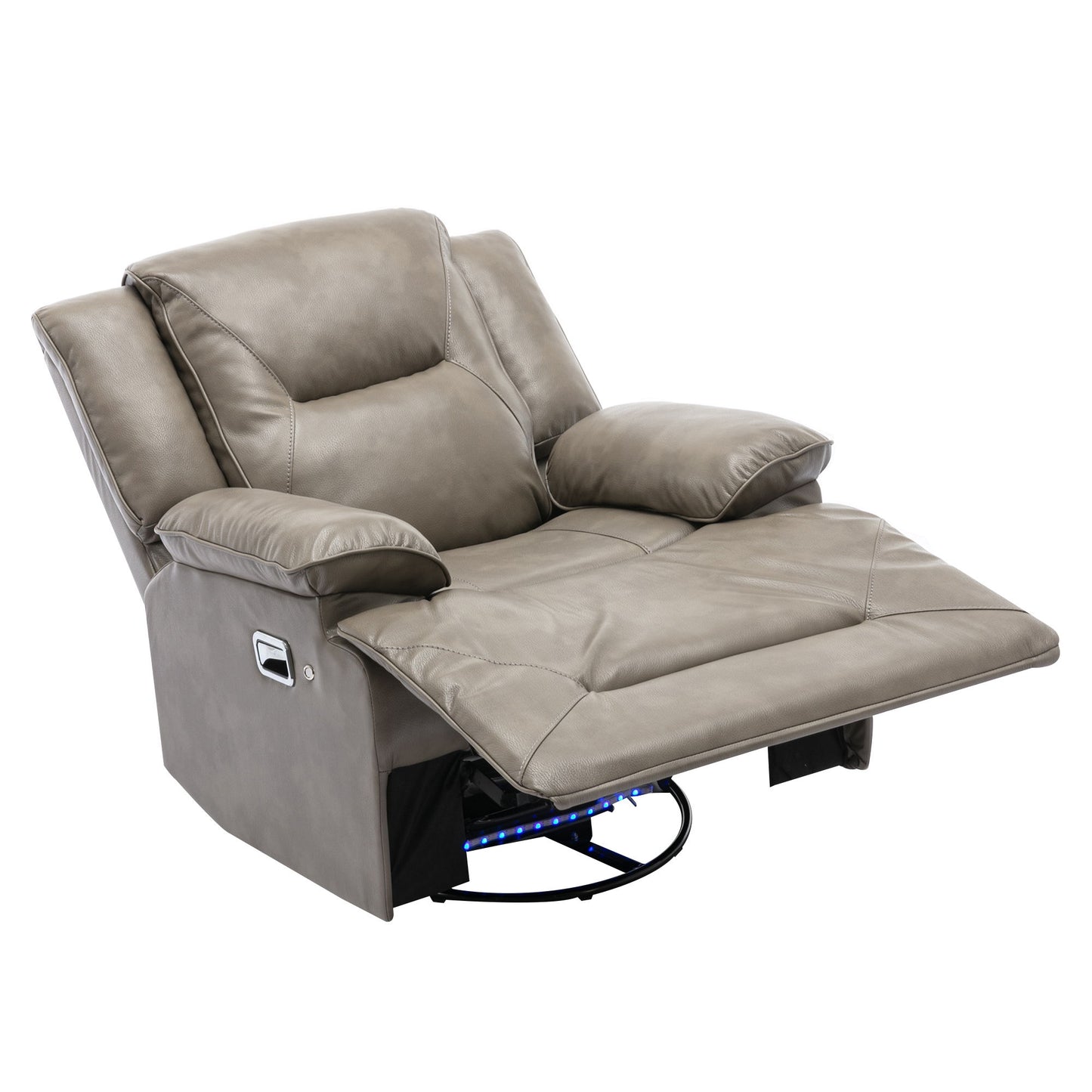 360ÔøΩÔøΩ Swivel And Rocking Home Theater Recliner Manual Recliner Chair With A Led Light Strip For Living Room - Gray