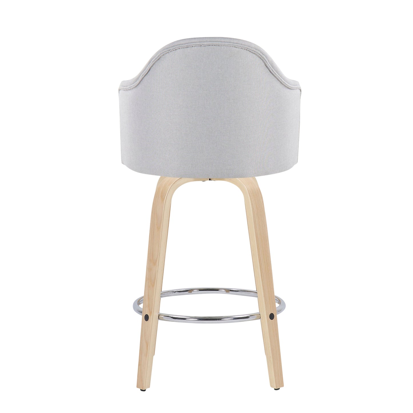 Ahoy - Mid-Century Modern Fixed Height Counter Stool With Natural Legs / Round Chrome Footrest (Set of 2) - Light Gray