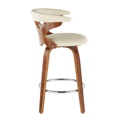 Gardenia - Mid-Century Modern Counter Stool (Set of 2) - Walnut / Cream