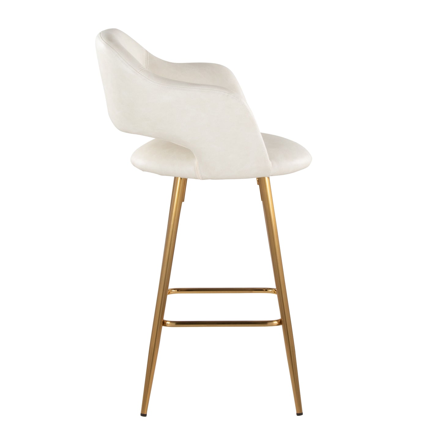 Margarite - Contemporary Fixed Height Counter Stool With Square Footrest (Set of 2) - Gold / Cream Gold