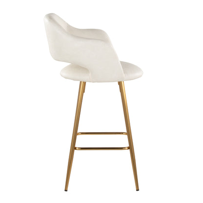 Margarite - Contemporary Fixed Height Counter Stool With Square Footrest (Set of 2) - Gold / Cream Gold