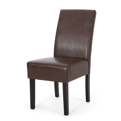 Contemporary Dining Chair (Set of 2) With Upholstery And Rubberwood Legs - Dark Brown