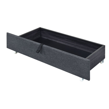 Twin Size Upholstered Platform Bed With LED Frame And 2 Drawers - Gray