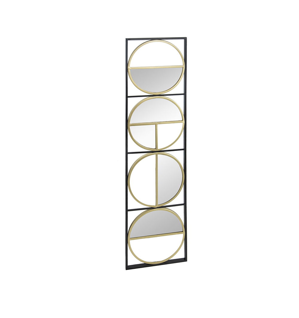 Eclectic Styling Metal Beaded Wall Mirror With Contemporary Design For Bedroom, Liveroom - Golden Black