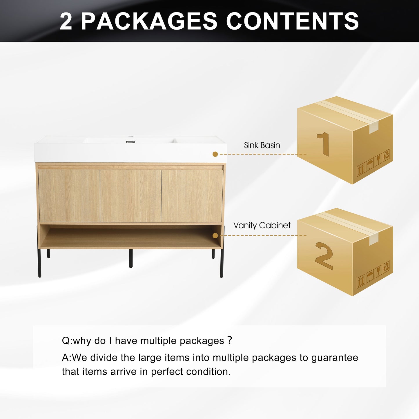 Modern Bathroom Vanity Combo With Single Resin Sink And Storage Cabinet, Multilayer Solid Wood - Oak