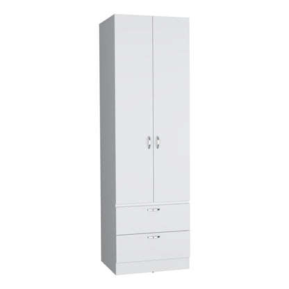 Armoire Wardrove, Hanging Rod, 2 Drawers, 1 Shelf - White