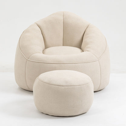 Bedding Bean Bag Sofa Chair High Pressure Foam Bean Bag Chair Adult Material With Padded Foam Padding Compressed Bean Bag With Footrest - Beige