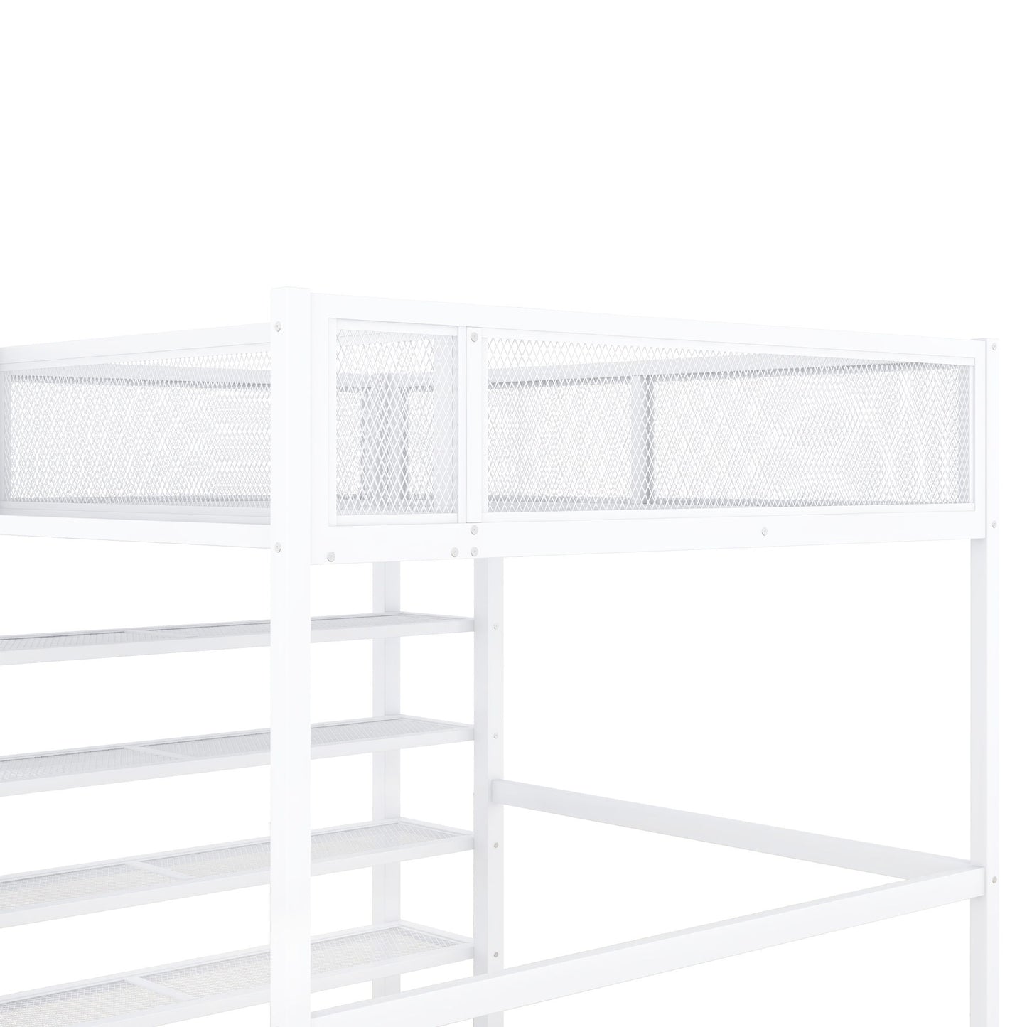 Full Size Loft Bed With 4 Tier Shelves And Storage - White