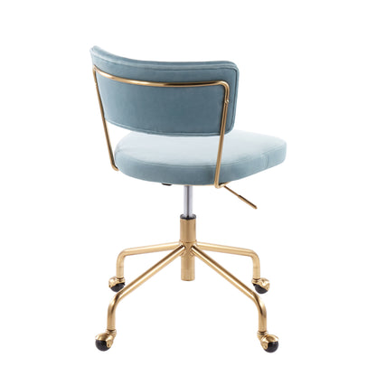 Tania - Contemporary Task Chair - Gold / Light Blue