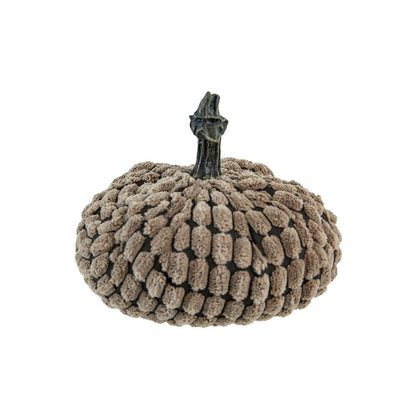Chenille Weighted Pumpkin Ornament Decor For Holiday Harvest Festival Fall Festival & Thanksgiving (Set of 2) - Dark Brown