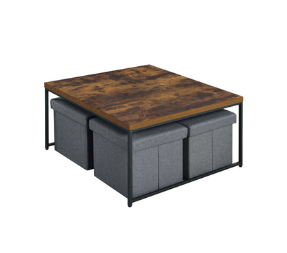 Caitlin - Wood Grain 5 Piece Coffee Table (Set of 5) - Weathered Oak