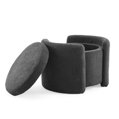 Cozy Boucle Storage Ottoman: Stylish Comfort With Hidden Storage - Gray