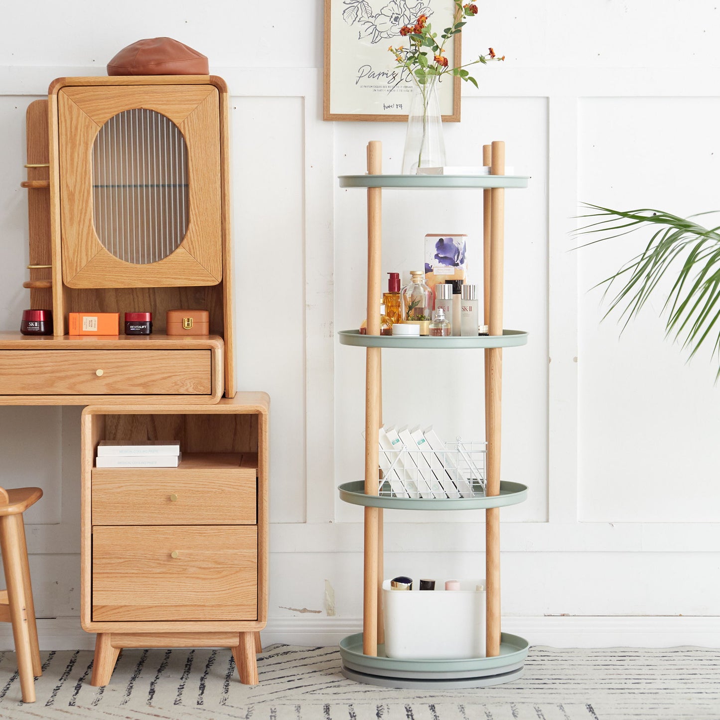 Storage Shelf, 360ÔøΩÔøΩÔøΩÔøΩÔøΩÔøΩÔøΩÔøΩÔøΩÔøΩÔøΩÔøΩÔøΩÔøΩÔøΩ Rotating Bookshelf, 4 Tier Bookcase With Large-Capacity Storage Space, Multifunctional Storage Rack, Compact Design For Living Room - Natural
